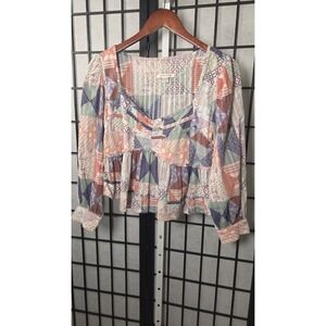 American Eagle Patchwork Boho Festival Hippie Crop Size Xs